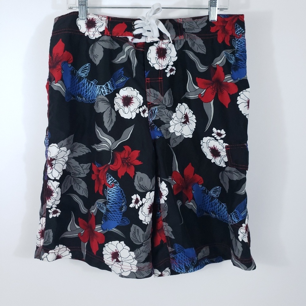 Sideout Koi Board Shorts 1 pocket sz 34